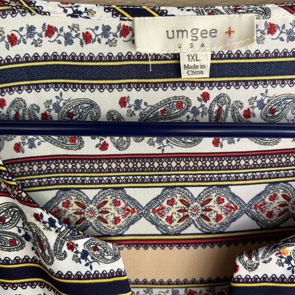 Bungee dress plus Sz 1X. Navy blue floral with paisley contrast trim. 35” length - Picture 4 of 5